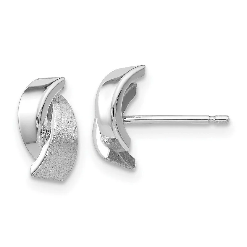 Curata 14k White Gold Polished and Satin Double Button Post Earrings 12x7mm