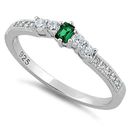 Sterling Silver Emerald CZ Ring