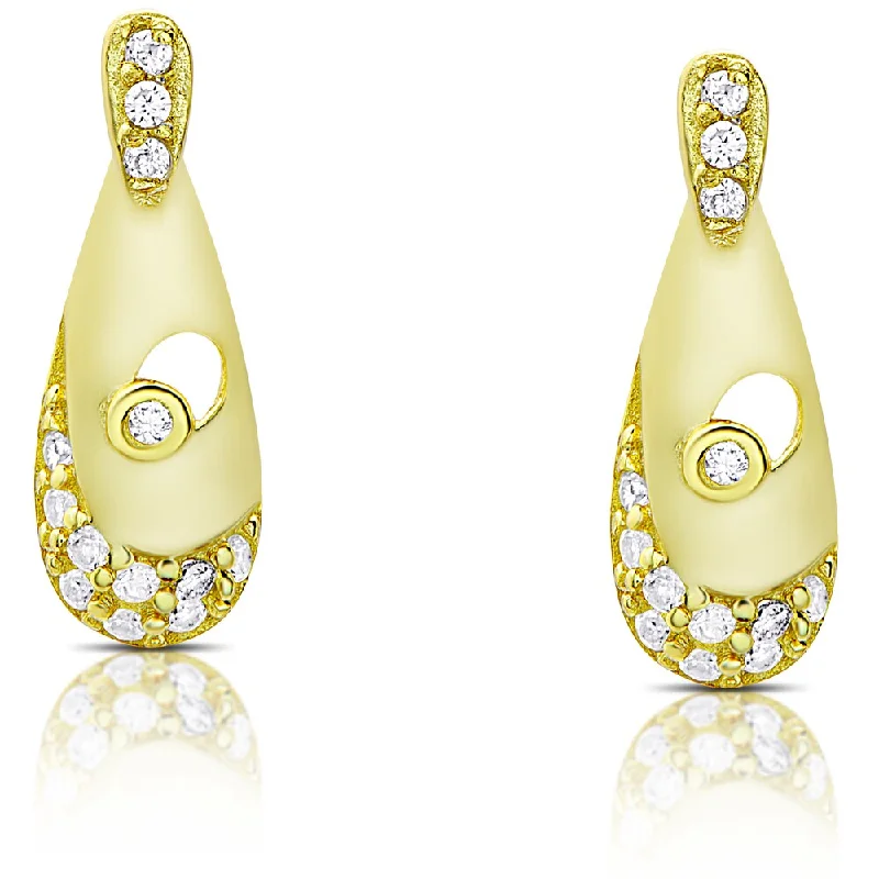 Dolce Giavonna Gold Over Silver or Sterling Silver Cubic Zirconia Stud Earrings