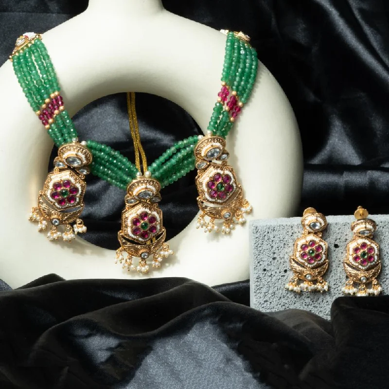 ChicCharm Jewellery Brass And Copper Gold Plated Rajwadi Necklace Set