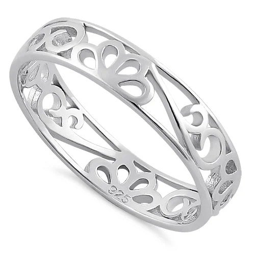 Sterling Silver Flower Band Ring