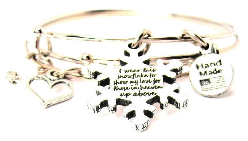 I Wear This Snowflake To Show My Love For Those In Heaven Up Above Expandable Bangle Bracelet Set