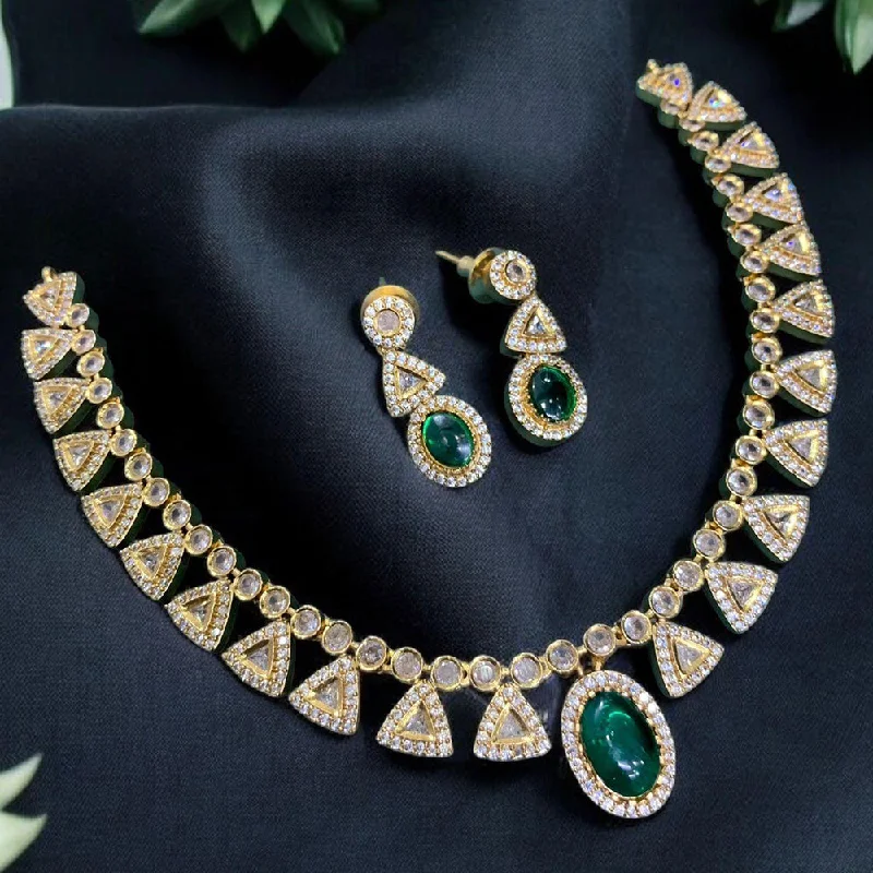 Sona Creation Gold Plated AD Stone Necklace Set