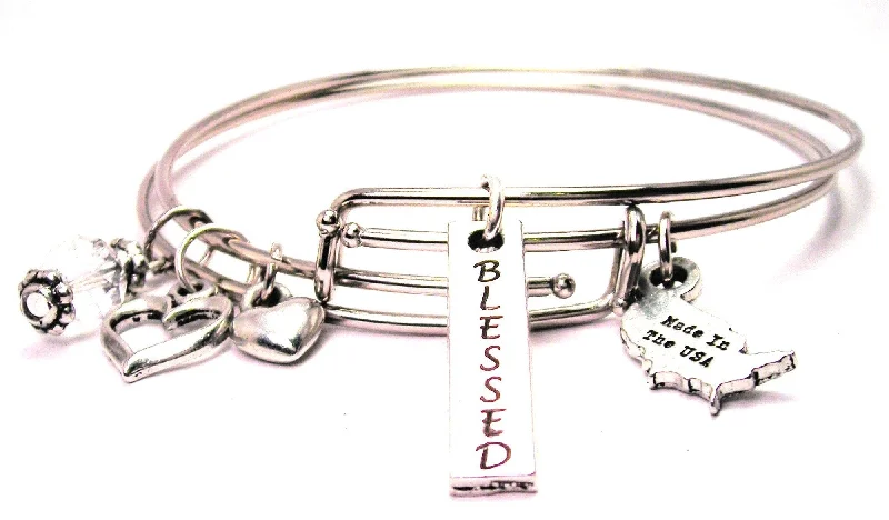 Blessed Long Tab Expandable Bangle Bracelet Set