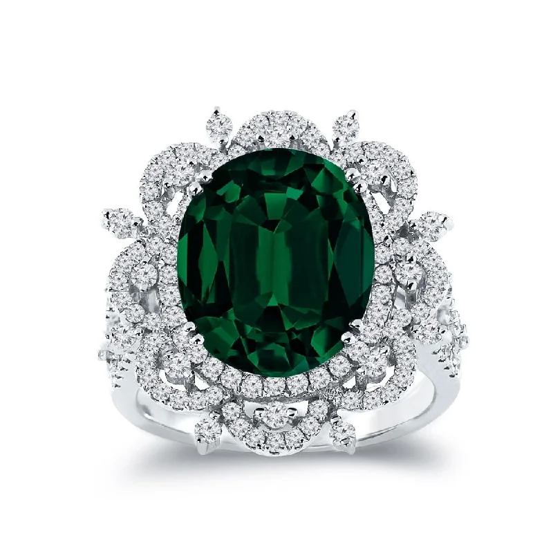 Auriya Vintage 3 3/4ct Oval-cut Emerald Halo Diamond Ring 1cttw 18k Gold