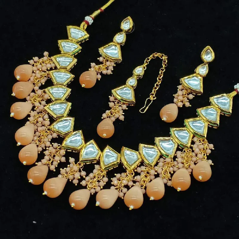 Shree Chamunda Jewellers Gold Plated Kundan Stone Necklace Set (Copy)