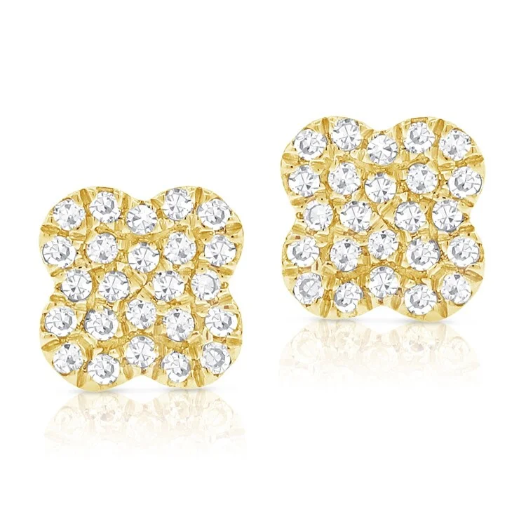 Joelle Diamond Pave Flower Clover Studs Earrings 14K Gold 1/8 ct. t.w. TDW Earring's