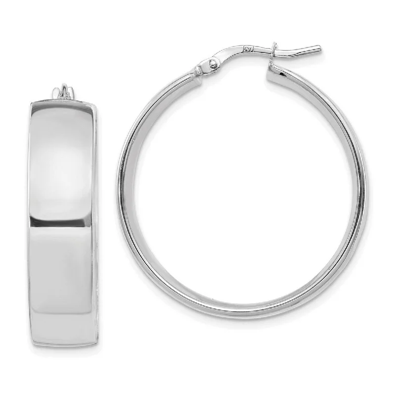 Curata 14k White Gold 40x7.75mm Polished Hoop Earrings