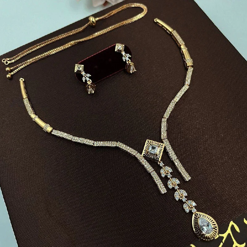 Aamrapali Gold Plated Austrian Stone Necklace Set