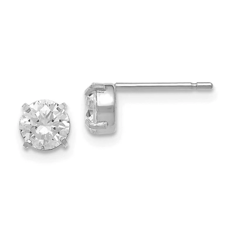 Curata 14k White Gold Post Earrings CZ Cubic Zirconia Stud 5.0mm Earrings - 5x5mm Wide