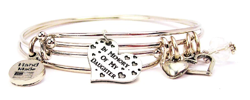 In Memory Of My Daughter Expandable Bangle Bracelet Set