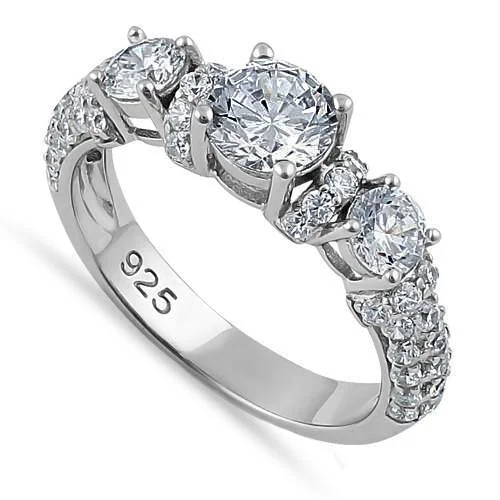 Sterling Silver 3-Stone CZ Ring