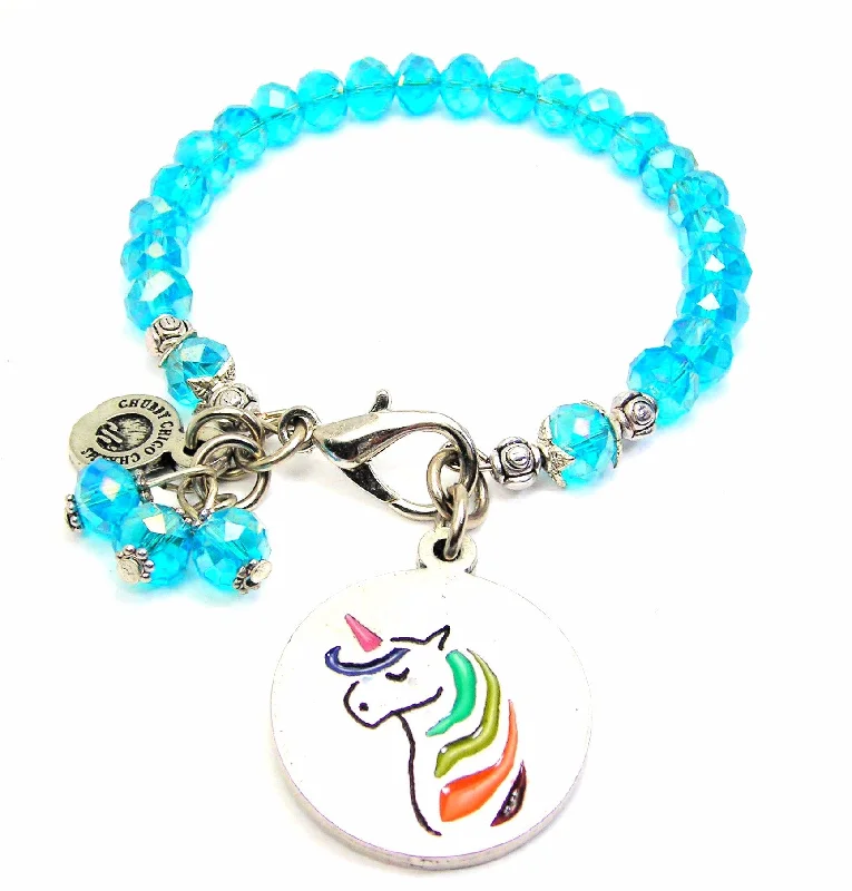 Unicorn With Rainbow Hair Splash Of Color Crystal Bracelet