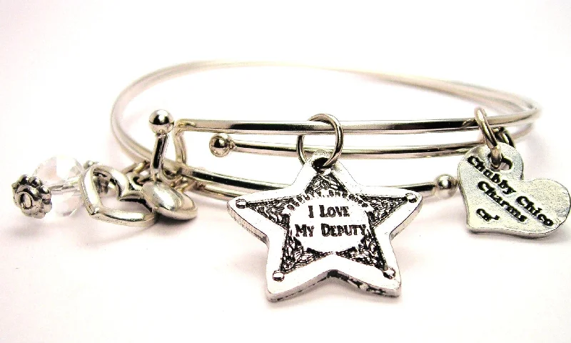 I Love My Deputy Expandable Bangle Bracelet Set