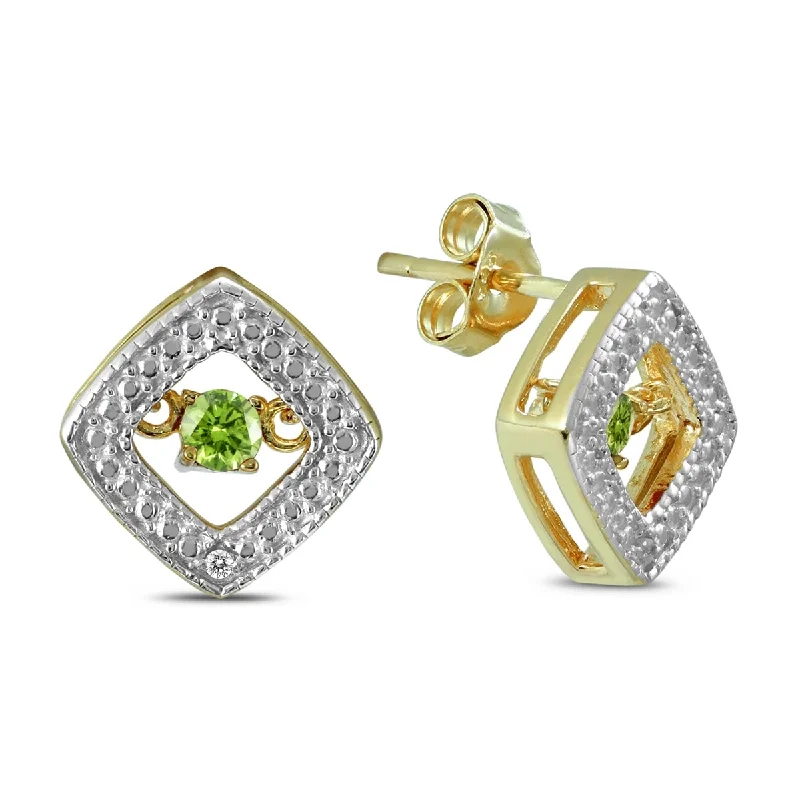 Marquee Peridot and Diamond Dancer Earrings in .925 Sterling Silver