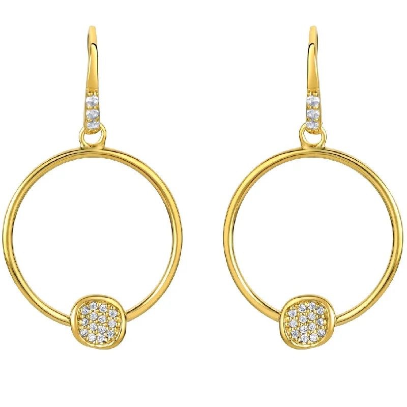 Yellow-Tone Sterling Silver Cubic Zirconia Floating Clustered Charm Earrings