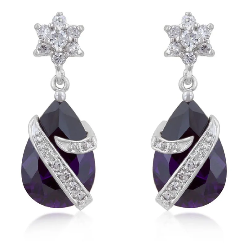 Royal Wrapped Amethyst Earrings - 27 Mm L X 10 Mm W X 9 Mm H