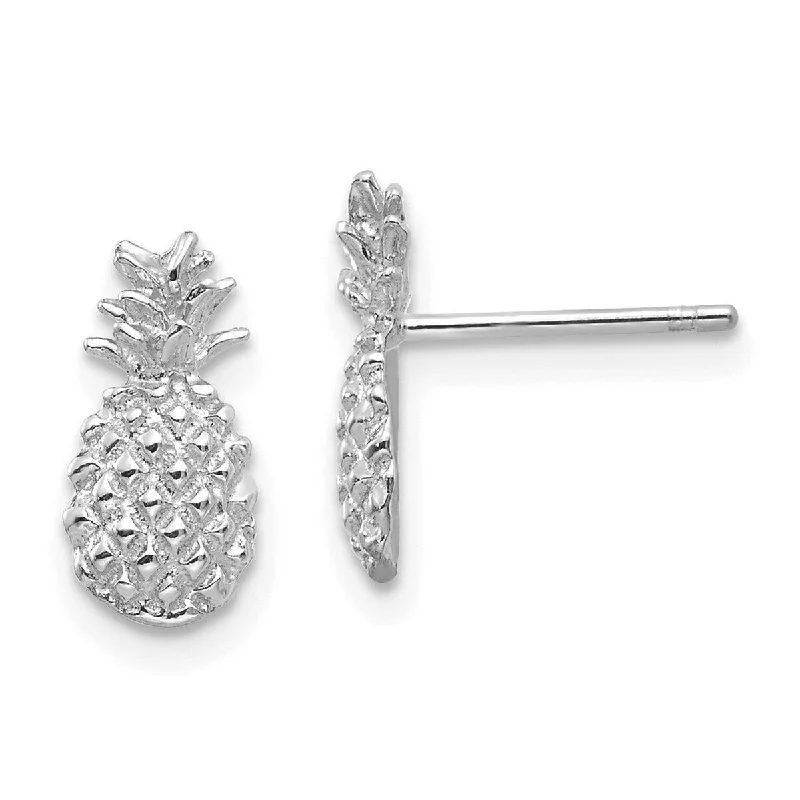 Curata 14k White Gold Textured Pineapple Post Earrings 12mm long