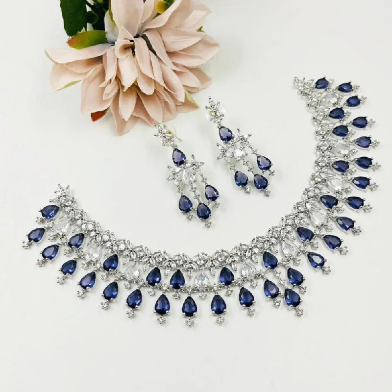 Aamrapali Silver Plated American Diamond Necklace Set