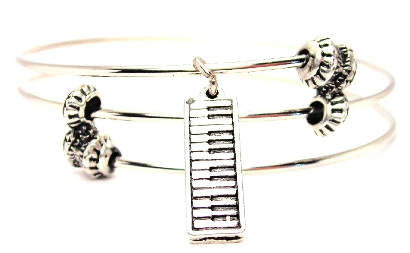 Piano Keys Triple Style Expandable Bangle Bracelet