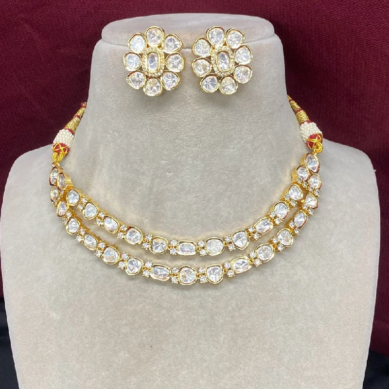 Royal Kundan Jewellery Gold Plated Polki Kundan Necklace Set