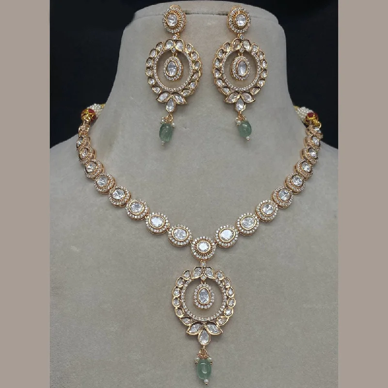 Amoliya Jewels Gold Plated Polki Kundan Necklace Set