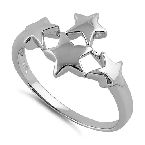 Sterling Silver 4 Stars Ring