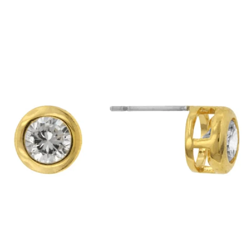 Gold Bezel Stud Earrings Elegant And Timeless Jewelry For Women Perfect Gift Idea - 8 Mm X 8 Mm W X 5 Mm H