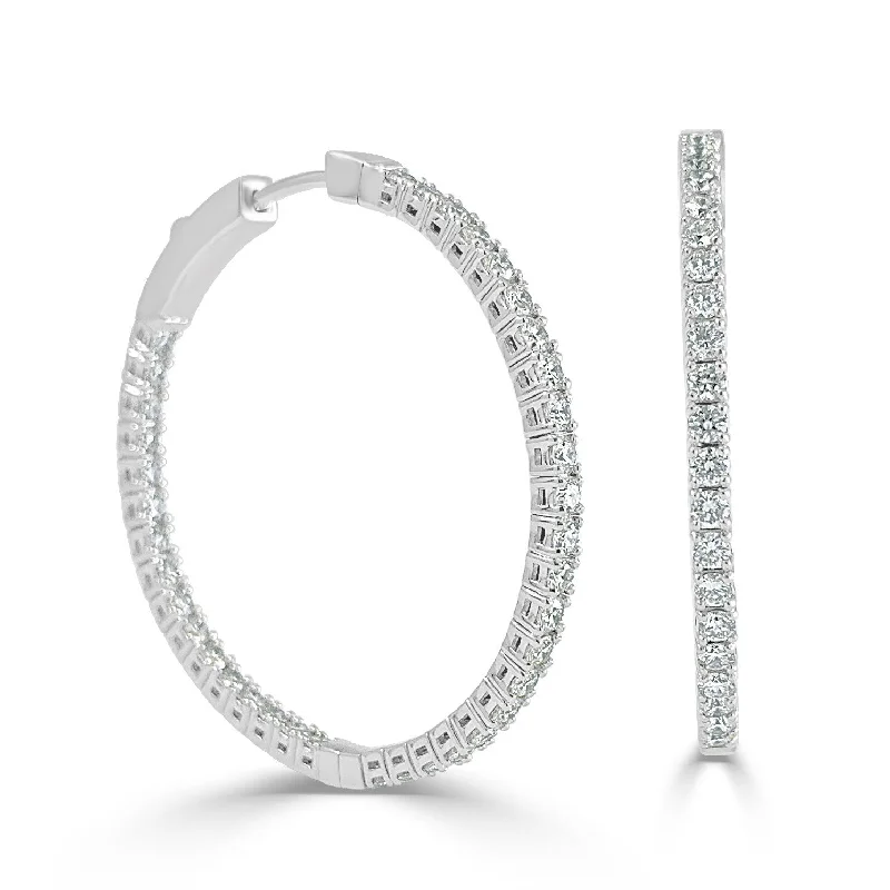 Joelle Diamond Hoop Earring Flexible 1.25 Inch Inside Out Hoop Earrings 14K White Gold 1.80ct Gifts