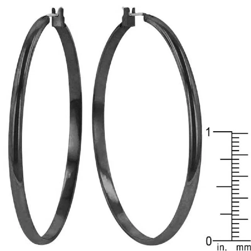 Versatile Classic Hoop Earrings With Black Tone Perfect For Any Occasion - 55.2 (mm) X 54.2 (mm) X 2.1 (mm)