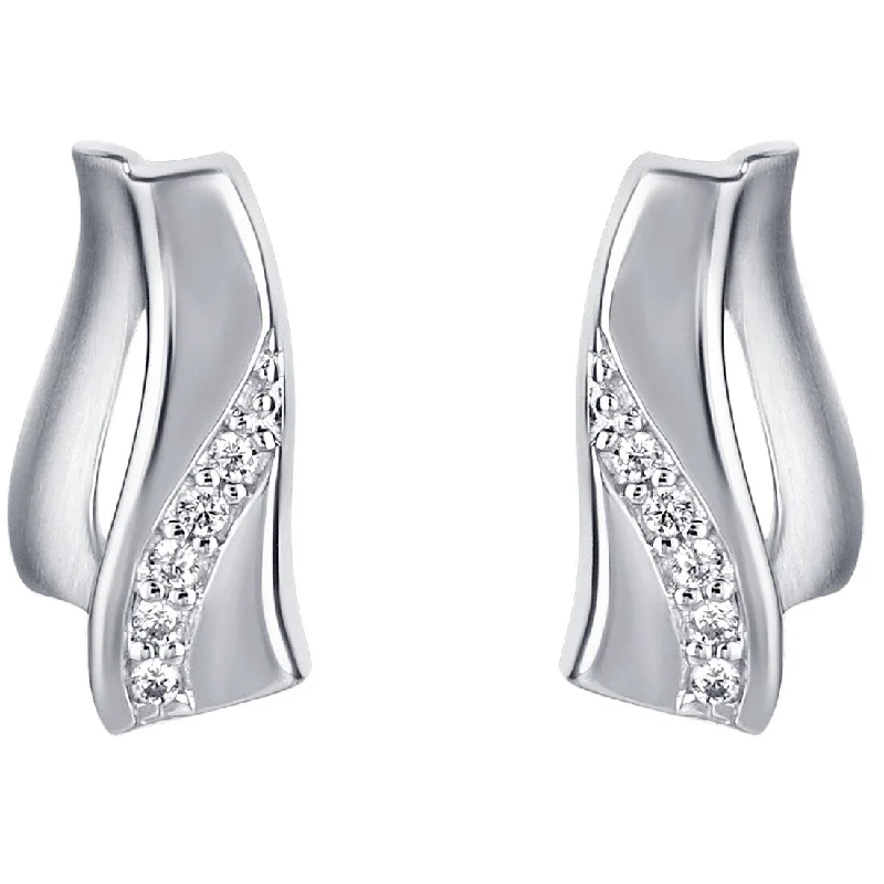 Sterling Silver Cubic Zirconia Swaying Charm Earrings