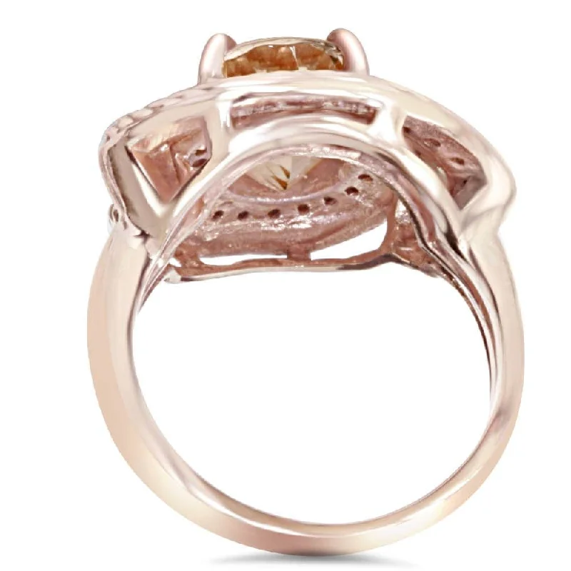 2 3/8CT Morganite Vintage Diamond Ring Rose Gold