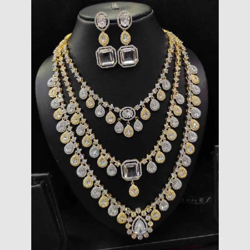 Aamrapali 2 Tone Plated AD Stone Necklace Set