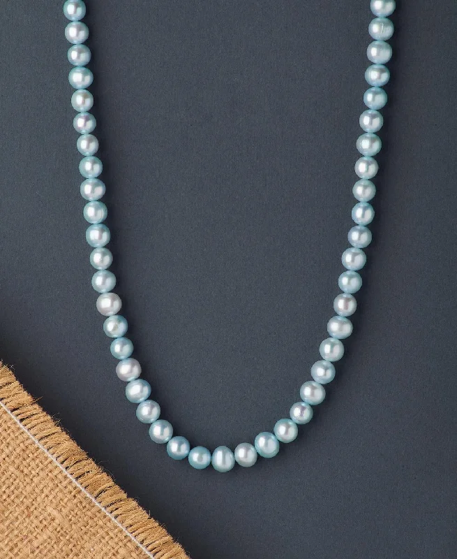 Trendy Pearl Blue Necklace