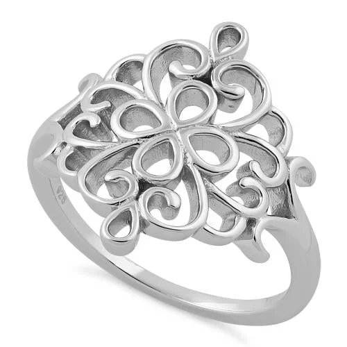 Sterling Silver Flower Filigree Ring