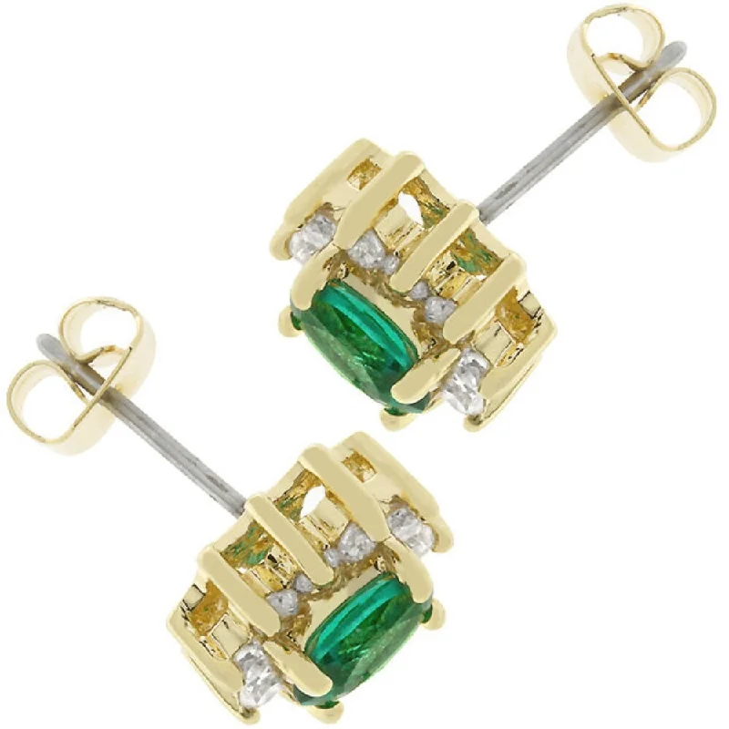 Luxury Emerald Flower Stud Earrings Perfect For Special Occasions And Everyday Wear - 10 Mm X 8 Mm W X 6 Mm H