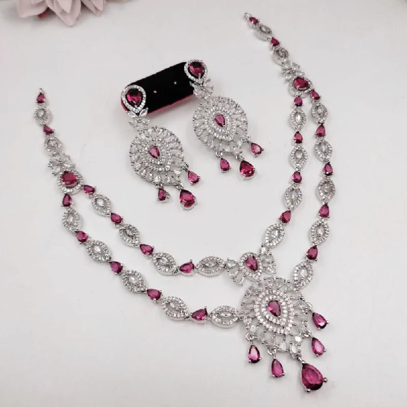 Aamrapali Silver Plated AD Necklace Set