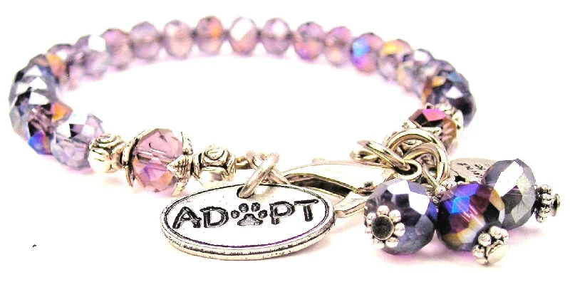 Adopt With Center Paw Splash Of Color Crystal Bracelet