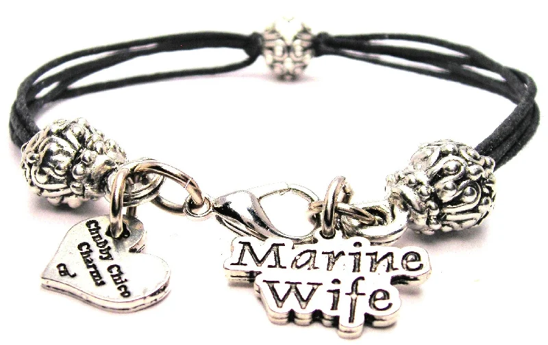 Marine Wife Beaded Black Cord Bracelet