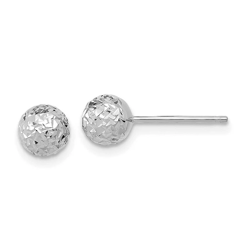 Curata 14k Yellow or White Gold 6mm Textured Faceted Ball Post Earrings