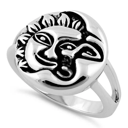 Sterling Silver Sun and Moon Ring