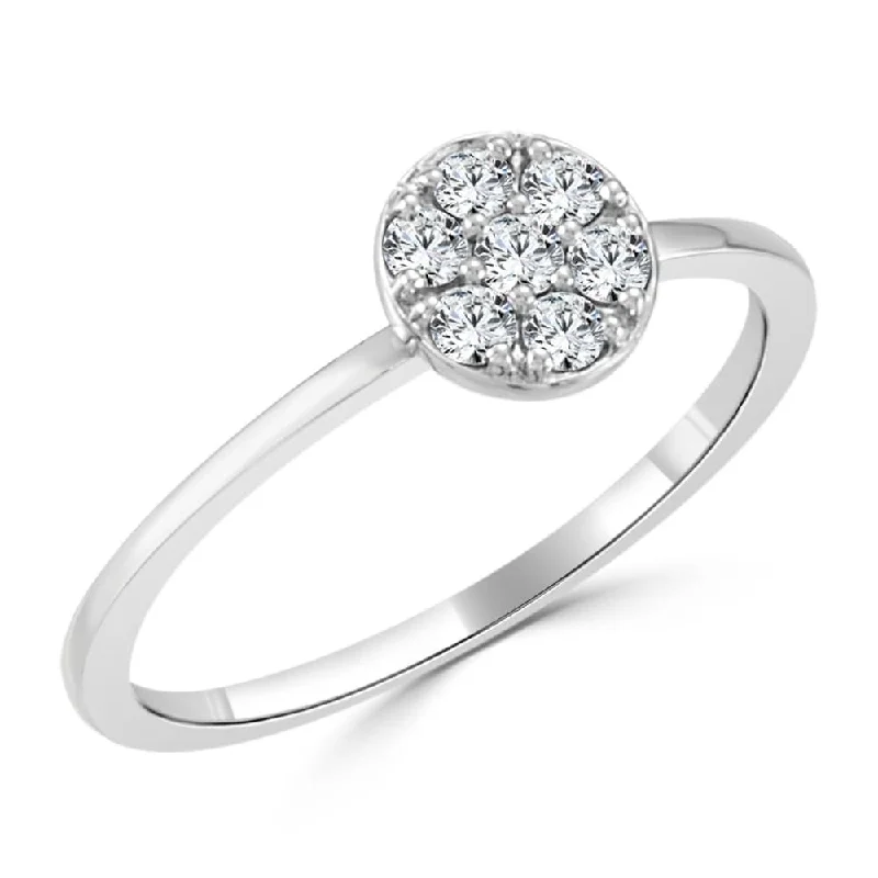 10K Gold 1/5ct TDW Petite Ultra-Thin Stackable Halo Diamond Ring By Auriya