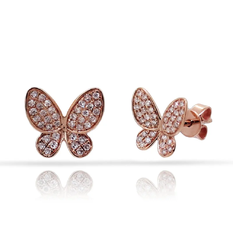 Joelle Diamond Butterfly Stud Earrings 14K Rose Gold 1/5 ct. t.w.