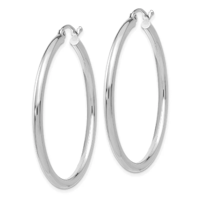 Curata 10k White Gold Polished 40x2.5mm Round Hoop Earrings