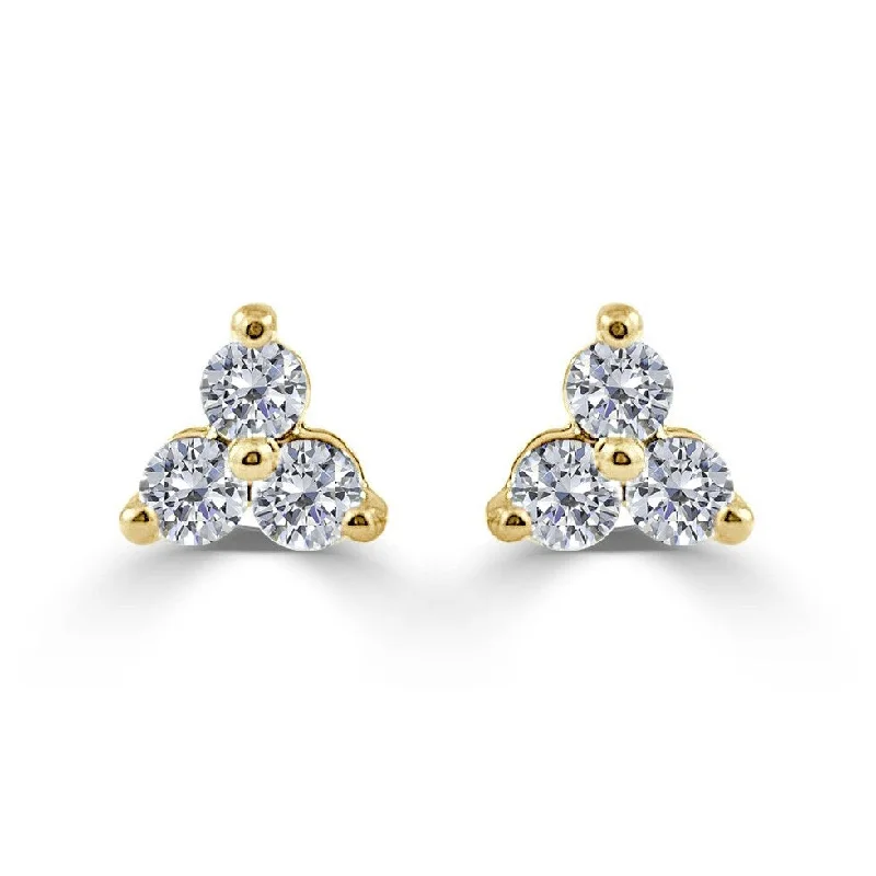 Joelle Three Stone Diamond Studs Earrings 14K Yellow Gold 1.4ct TDW