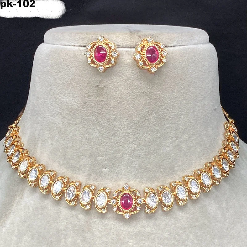 Royal Kundan Jewellery Gold Plated Polki Kundan Necklace Set