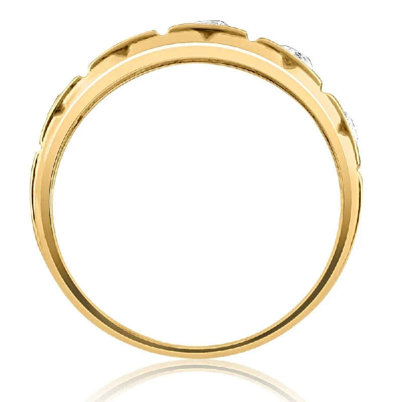 1/2Ct Men's 5-Stone Diamond Ring in Yellow Gold