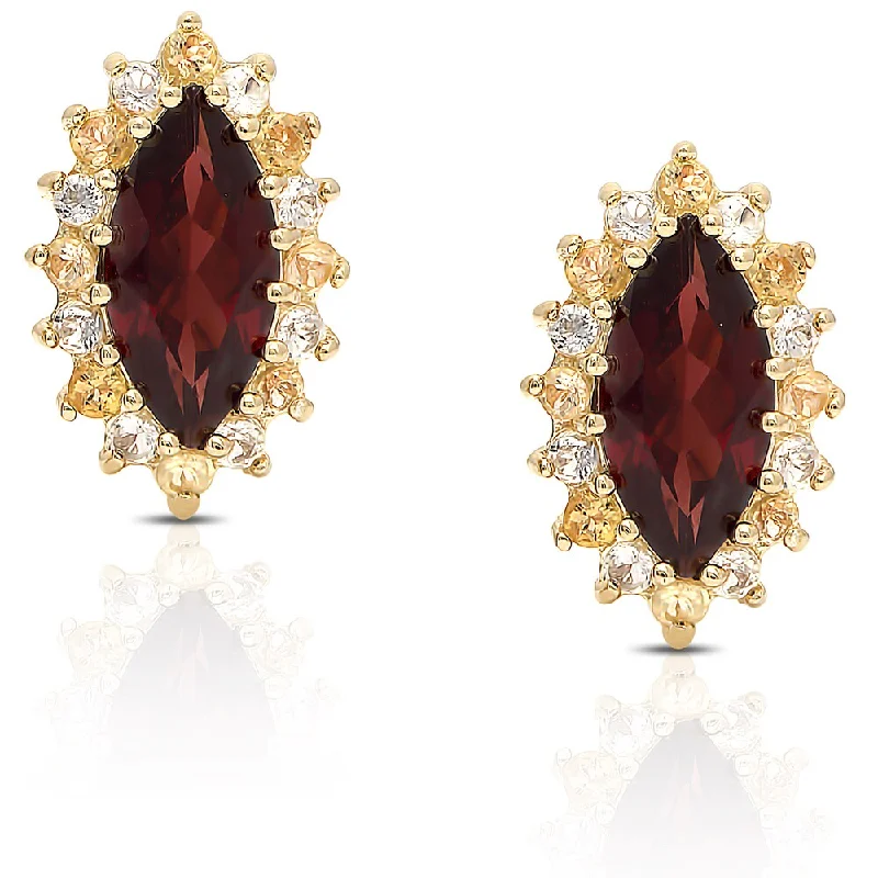 Dolce Giavonna Gold Over Sterling Silver Gemstone Stud Earrings