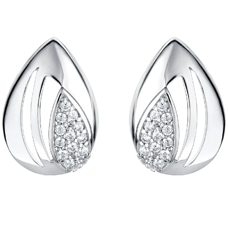 Sterling Silver Cubic Zirconia Sterling Silver Cubic Zirconia Embellished Open Teardrop Earrings