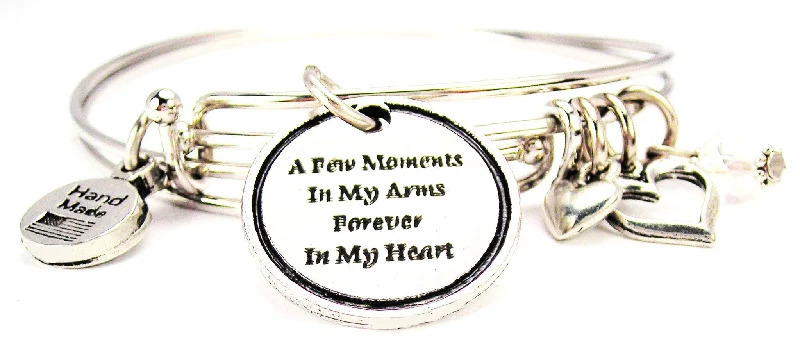 A Few Moments In My Arms Forever In My Heart Expandable Bangle Bracelet Set